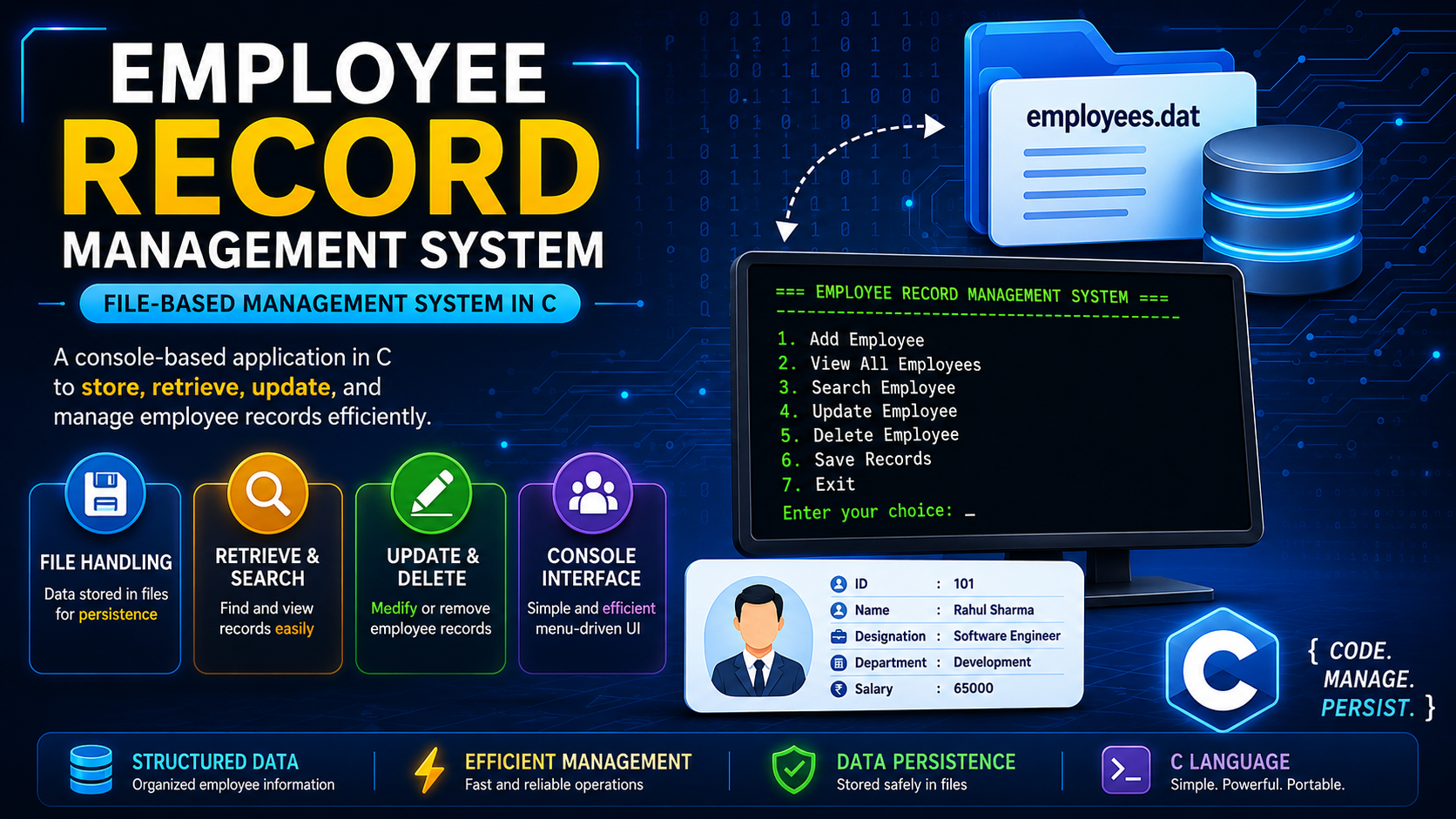 Employee Record - Management System — File-Based Management System in C