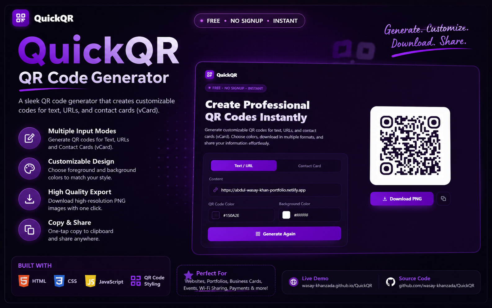 QuickQR — QR Code Generator